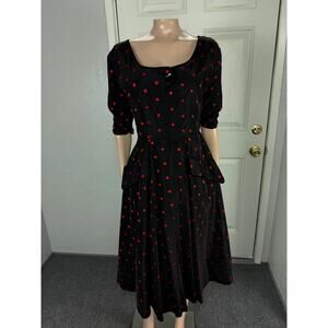 Vintage 50s Party Dress 10 Acetate Polka Dot Side Metal Zip Formal Evening TT9